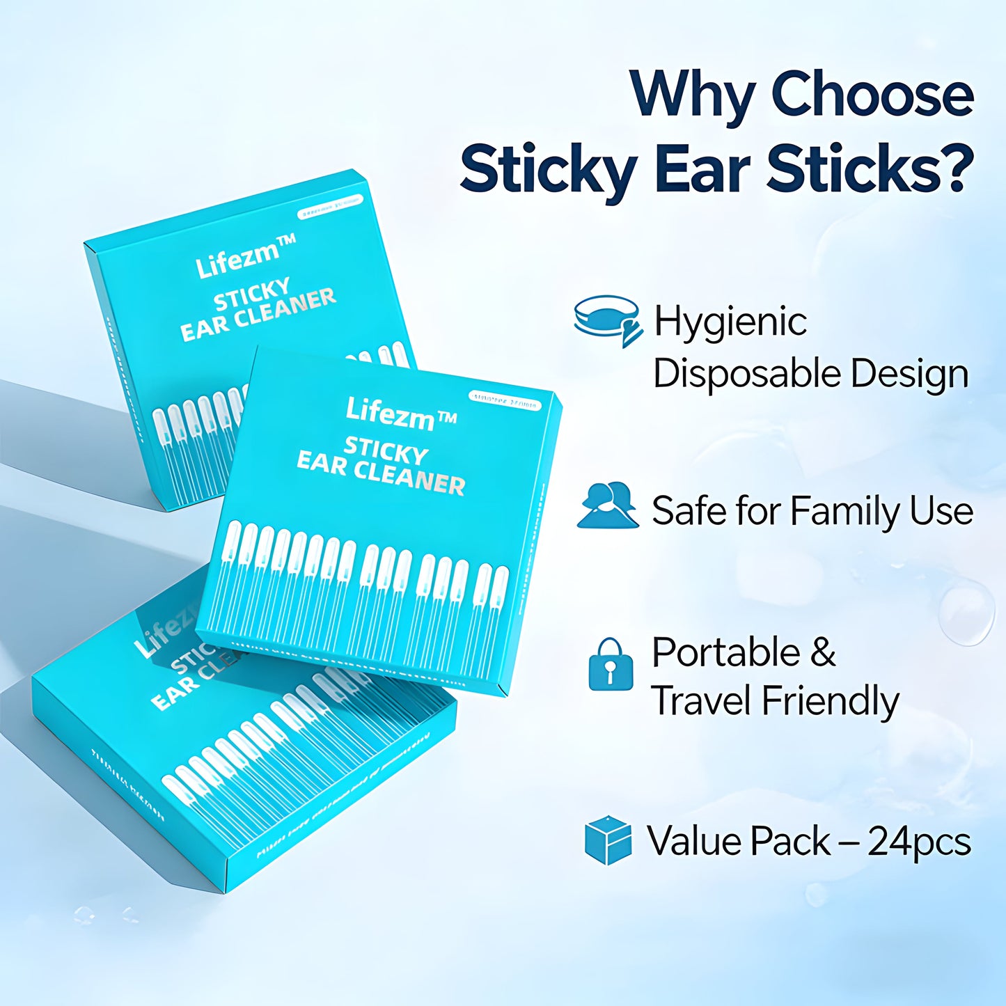 Sticky Ear Cleaning Sticks - Gentle, Visible Ear Care👂